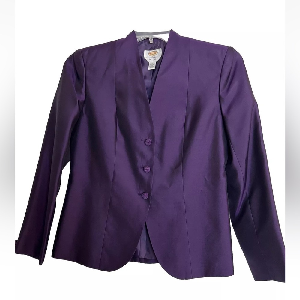 Talbots Woman’s Blazer Size 6 Purple 100% Silk Classic Blazer Lined 3-Button